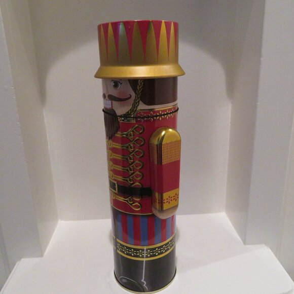 Christmas Red Nutcracker Tin Can Silver Crane Co. Keepsake Gift Empty Container - Picture 5 of 14